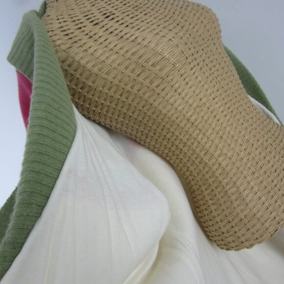 Vtg Gap Body Women M Ivory Green Pink Long Sweater Coat Cardigan Fair Isle Lined - Picture 12 of 12